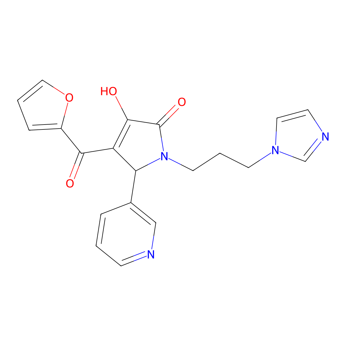 4-(2-furylcarbonyl)-3-hydroxy-1-[3-(1H-imidazol-1-yl)propyl]-5-(3-pyridyl)-1,5-dihydro-2H-pyrrol-2-one molecular structure, CAS 378212-34-1