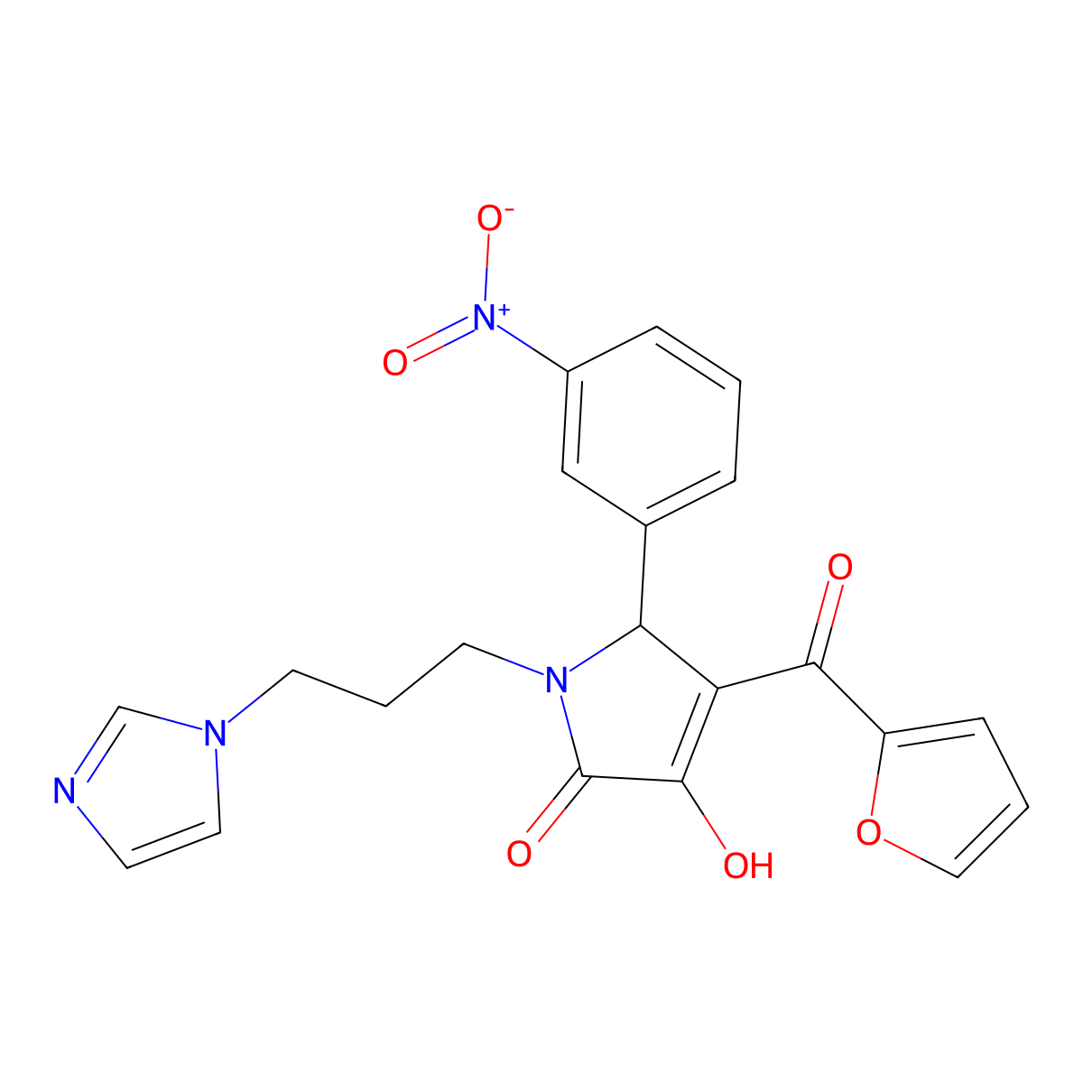 4-(2-Furoyl)-3-hydroxy-1-[3-(1H-imidazol-1-YL)propyl]-5-(3-nitrophenyl)-1,5-dihydro-2H-pyrrol-2-one molecular structure, CAS 378212-42-1