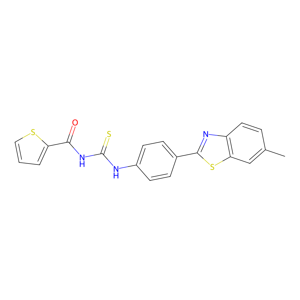 N-[[4-(6-methyl-1,3-benzothiazol-2-yl)phenyl]carbamothioyl]thiophene-2-carboxamide molecular structure, CAS 378212-50-1