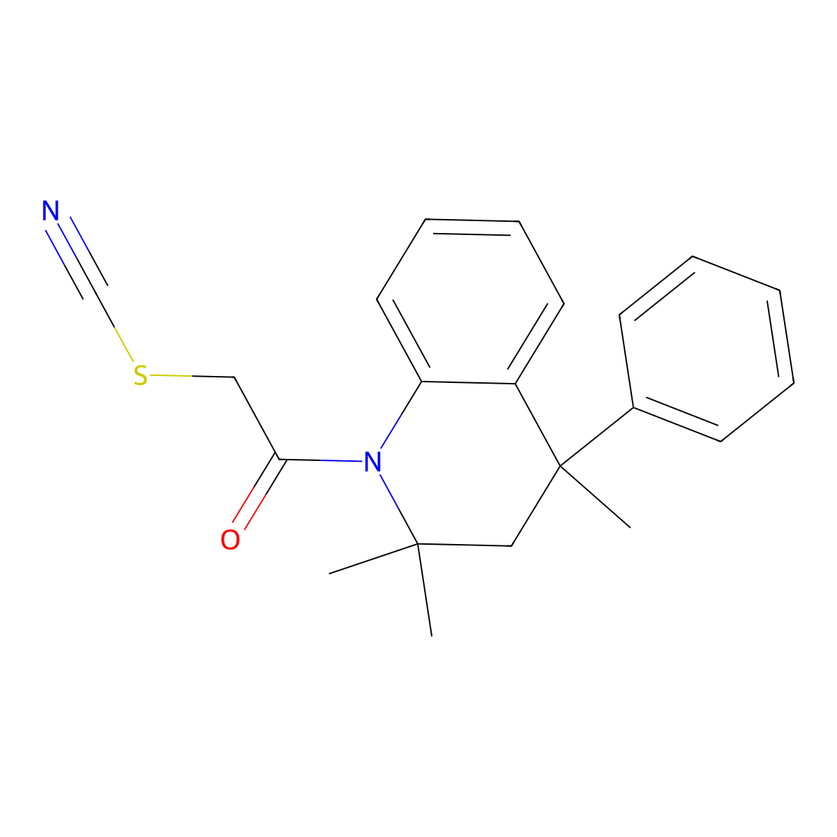 2-oxo-2-(2,2,4-trimethyl-4-phenyl-3,4-dihydroquinolin-1(2H)-yl)ethyl thiocyanate molecular structure, CAS 378212-73-8