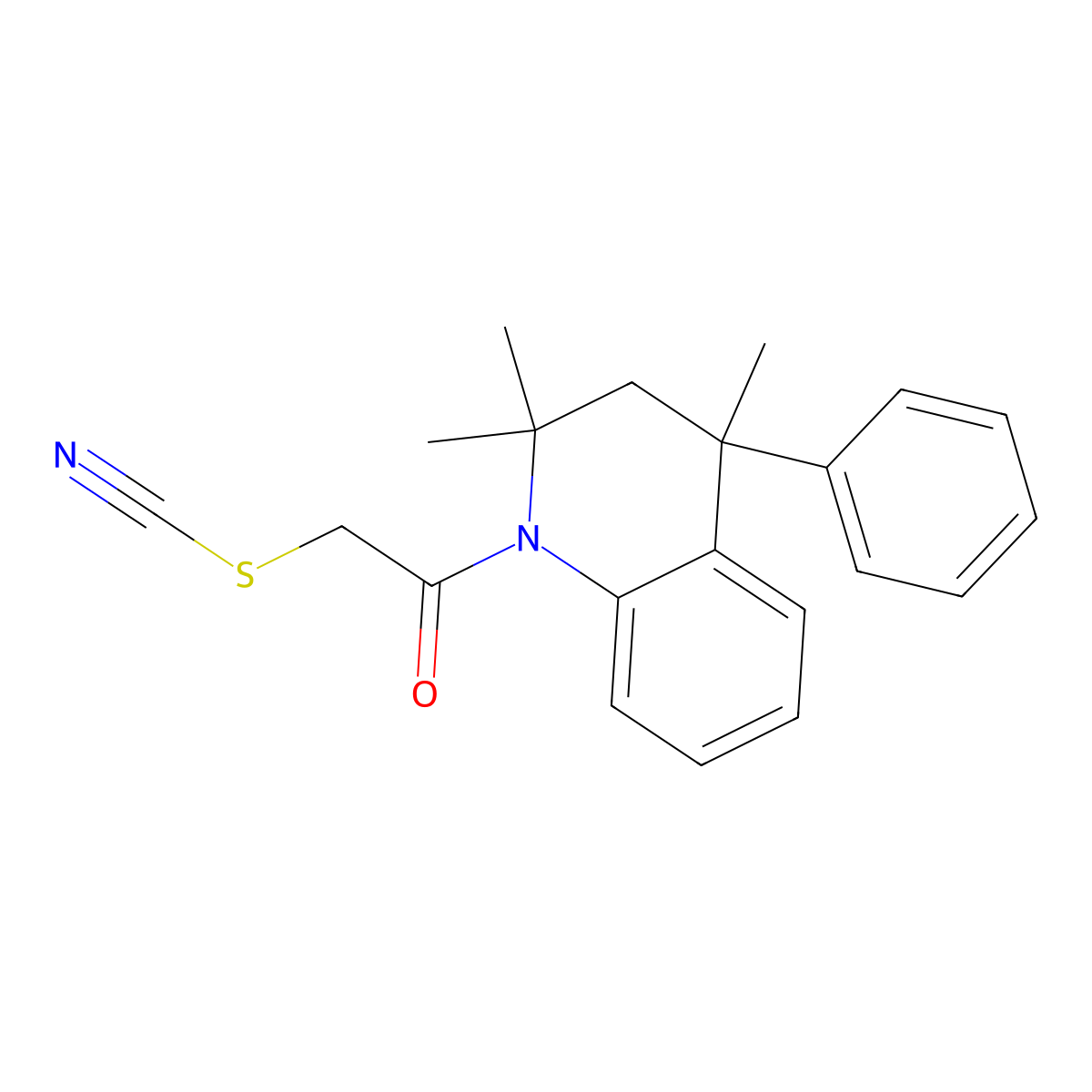 2-oxo-2-(2,2,4-trimethyl-4-phenyl-3,4-dihydroquinolin-1(2H)-yl)ethyl thiocyanate molecular structure, CAS 378212-73-8