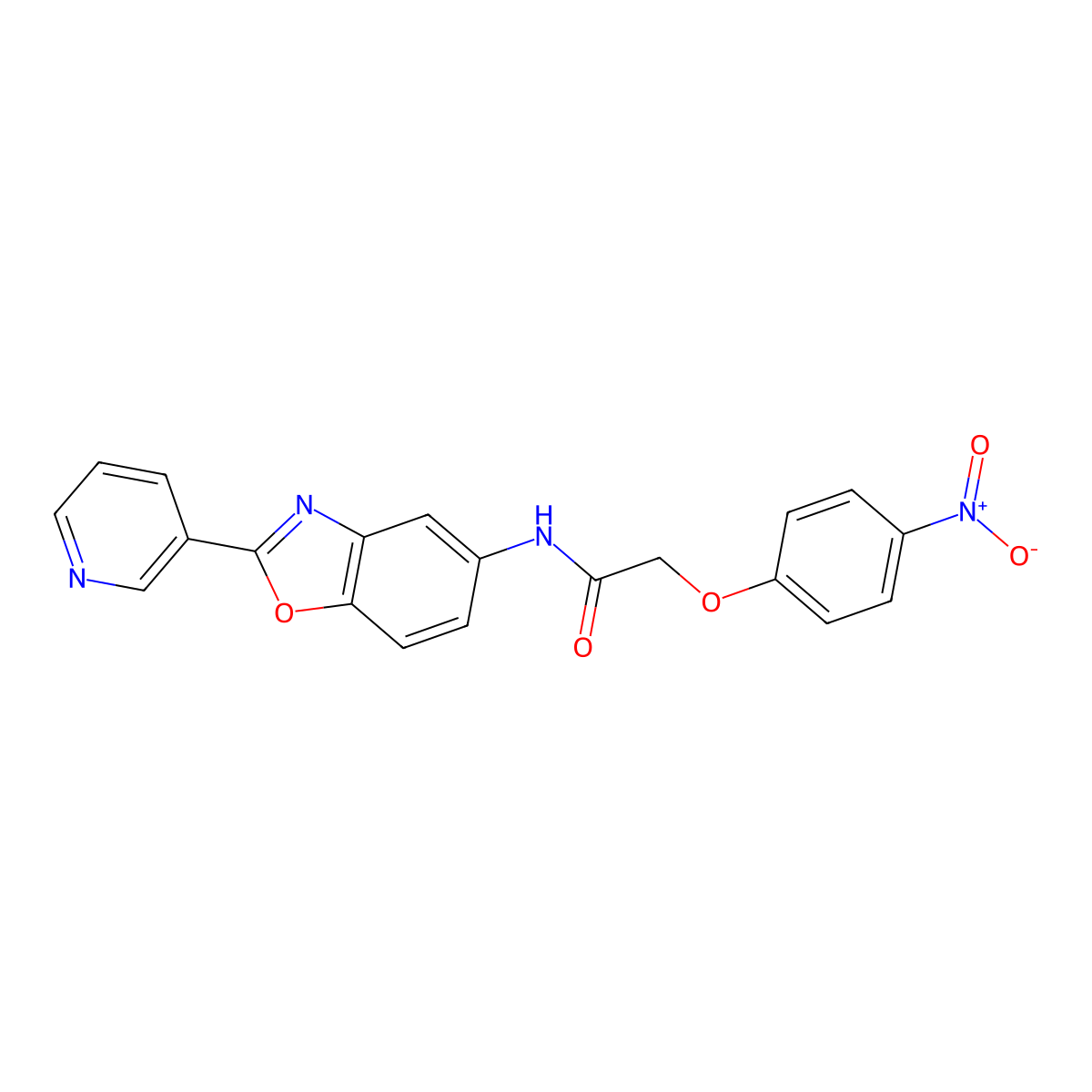 2-(4-nitrophenoxy)-N-(2-pyridin-3-yl-1,3-benzoxazol-5-yl)acetamide molecular structure, CAS 378212-74-9