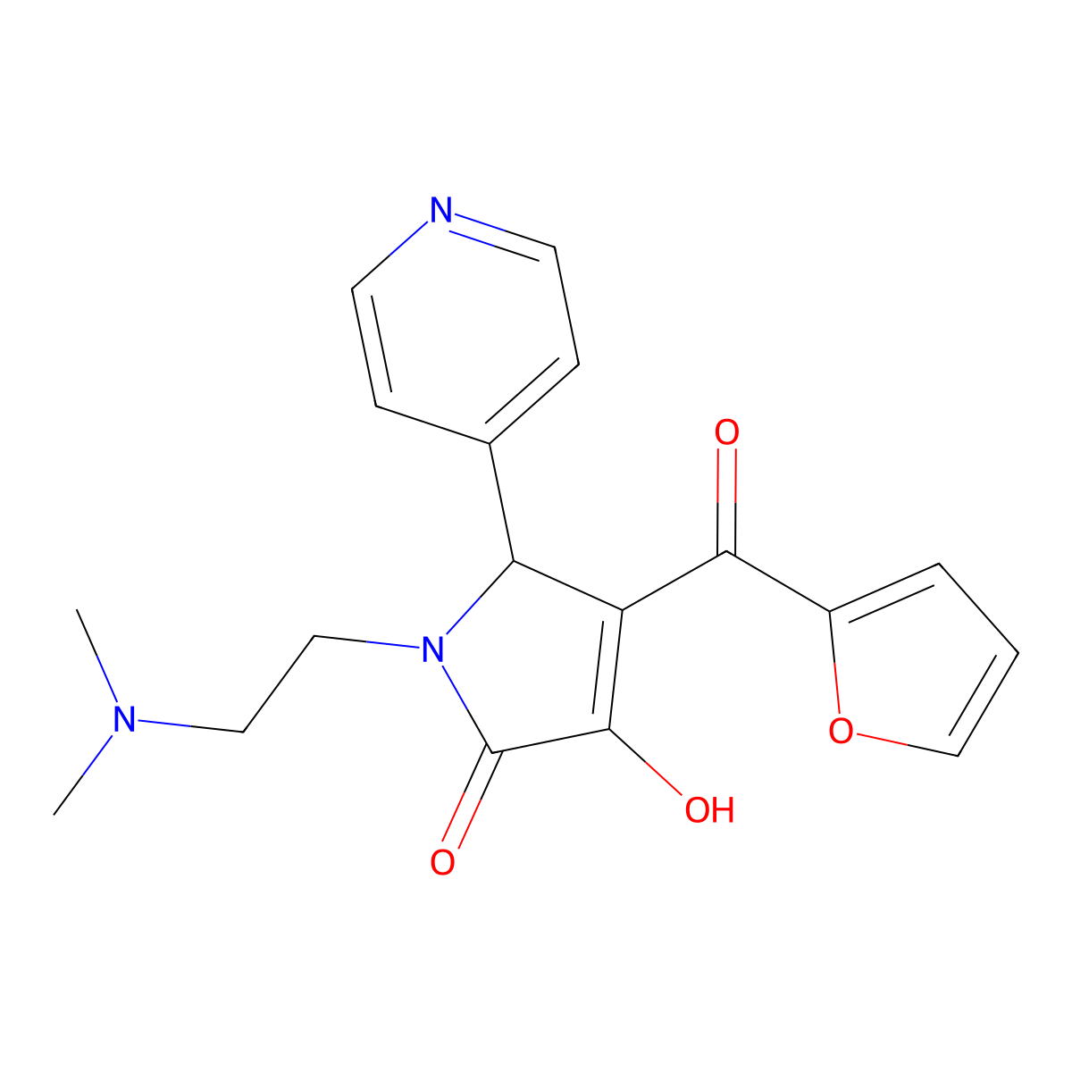 1-(2-(dimethylamino)ethyl)-4-(furan-2-carbonyl)-3-hydroxy-5-(pyridin-4-yl)-1H-pyrrol-2(5H)-one molecular structure, CAS 378214-31-4