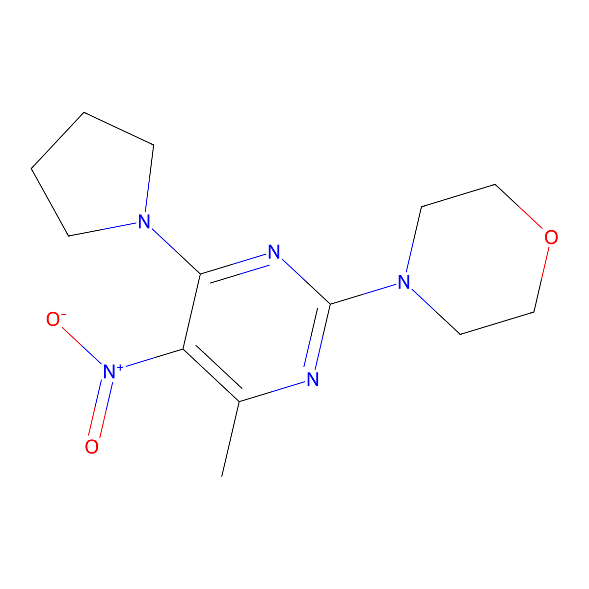 4-[4-Methyl-5-nitro-6-(pyrrolidin-1-yl)pyrimidin-2-yl]morpholine molecular structure, CAS 378214-34-7