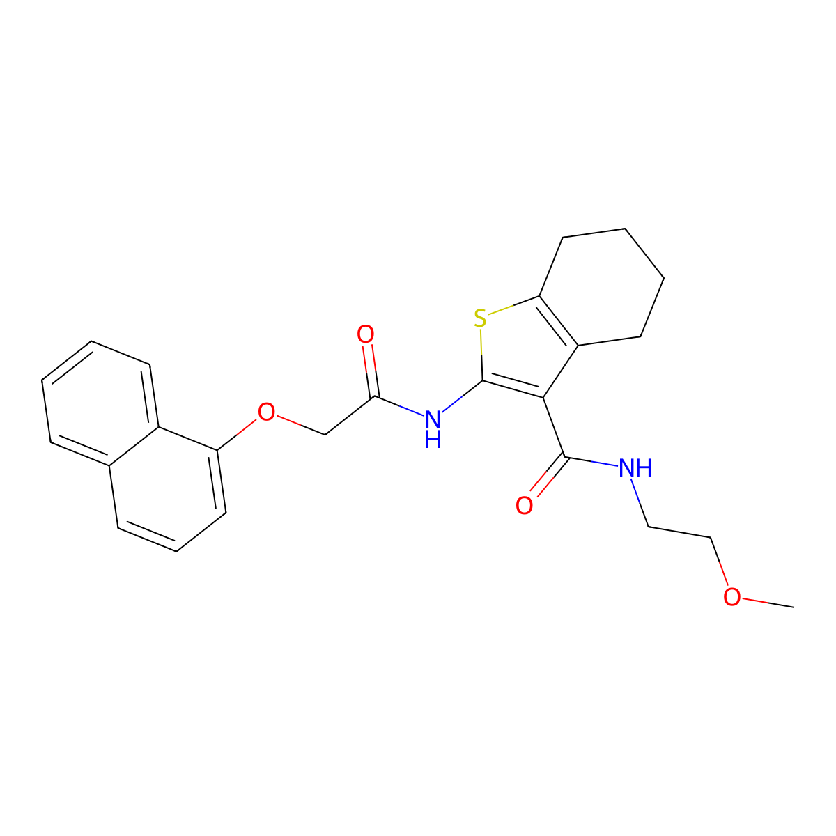 N-(2-methoxyethyl)-2-(2-(naphthalen-1-yloxy)acetamido)-4,5,6,7-tetrahydrobenzo[b]thiophene-3-carboxamide molecular structure, CAS 378214-35-8