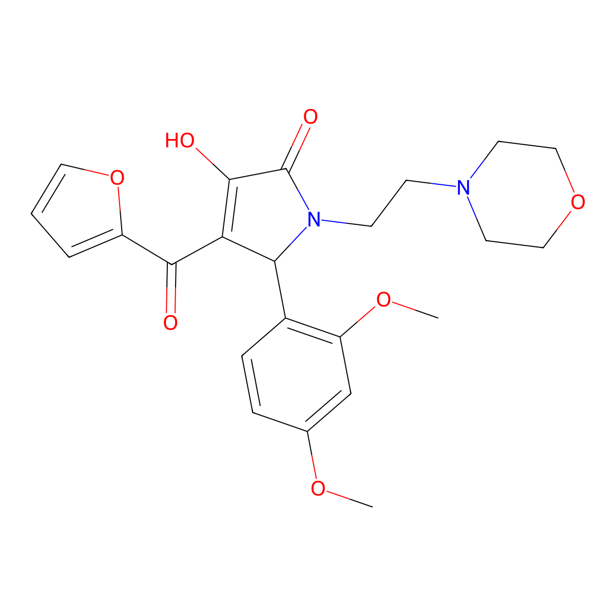 2-(2,4-dimethoxyphenyl)-3-(furan-2-carbonyl)-4-hydroxy-1-(2-morpholinoethyl)-2H-pyrrol-5-one molecular structure, CAS 378214-42-7