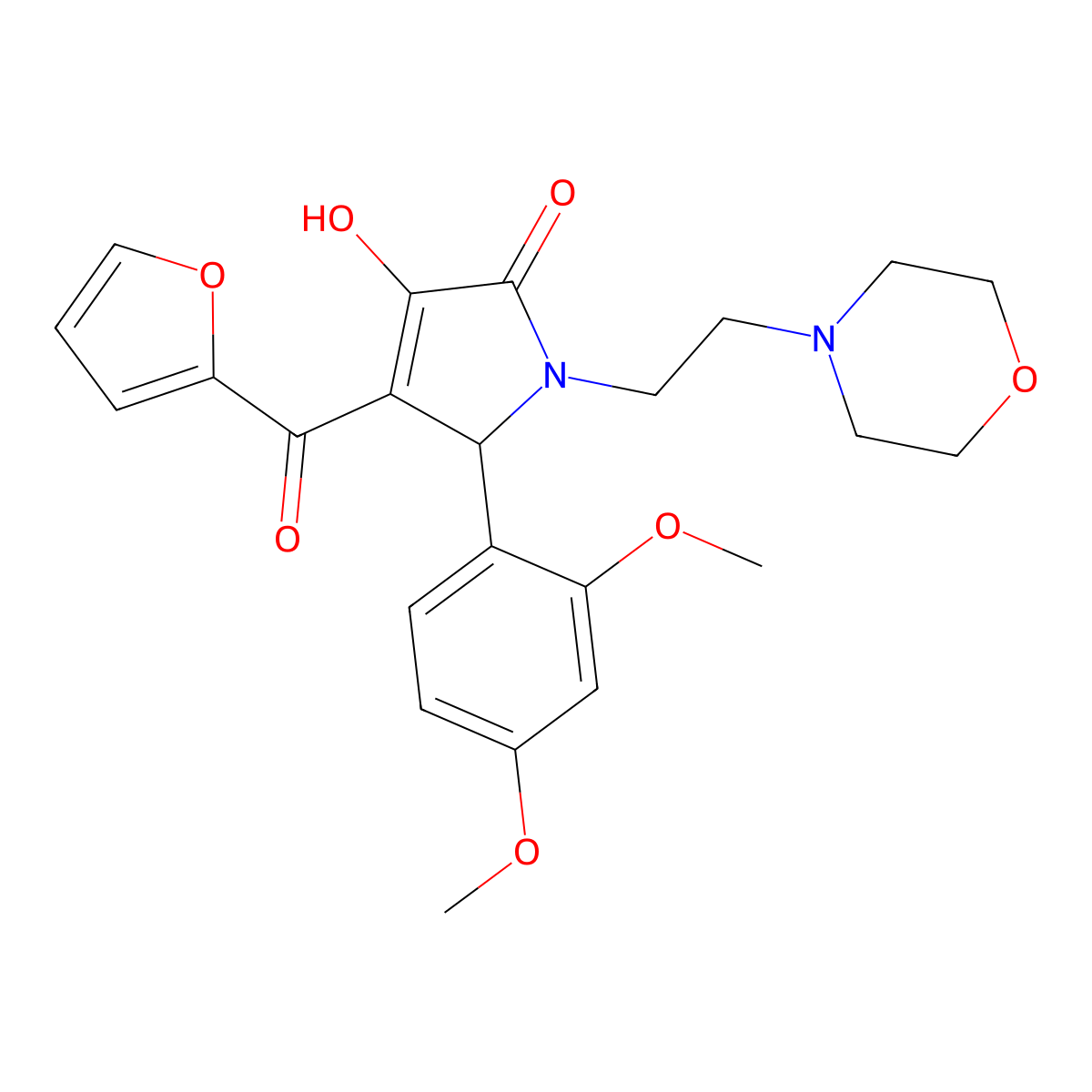 2-(2,4-dimethoxyphenyl)-3-(furan-2-carbonyl)-4-hydroxy-1-(2-morpholinoethyl)-2H-pyrrol-5-one molecular structure, CAS 378214-42-7