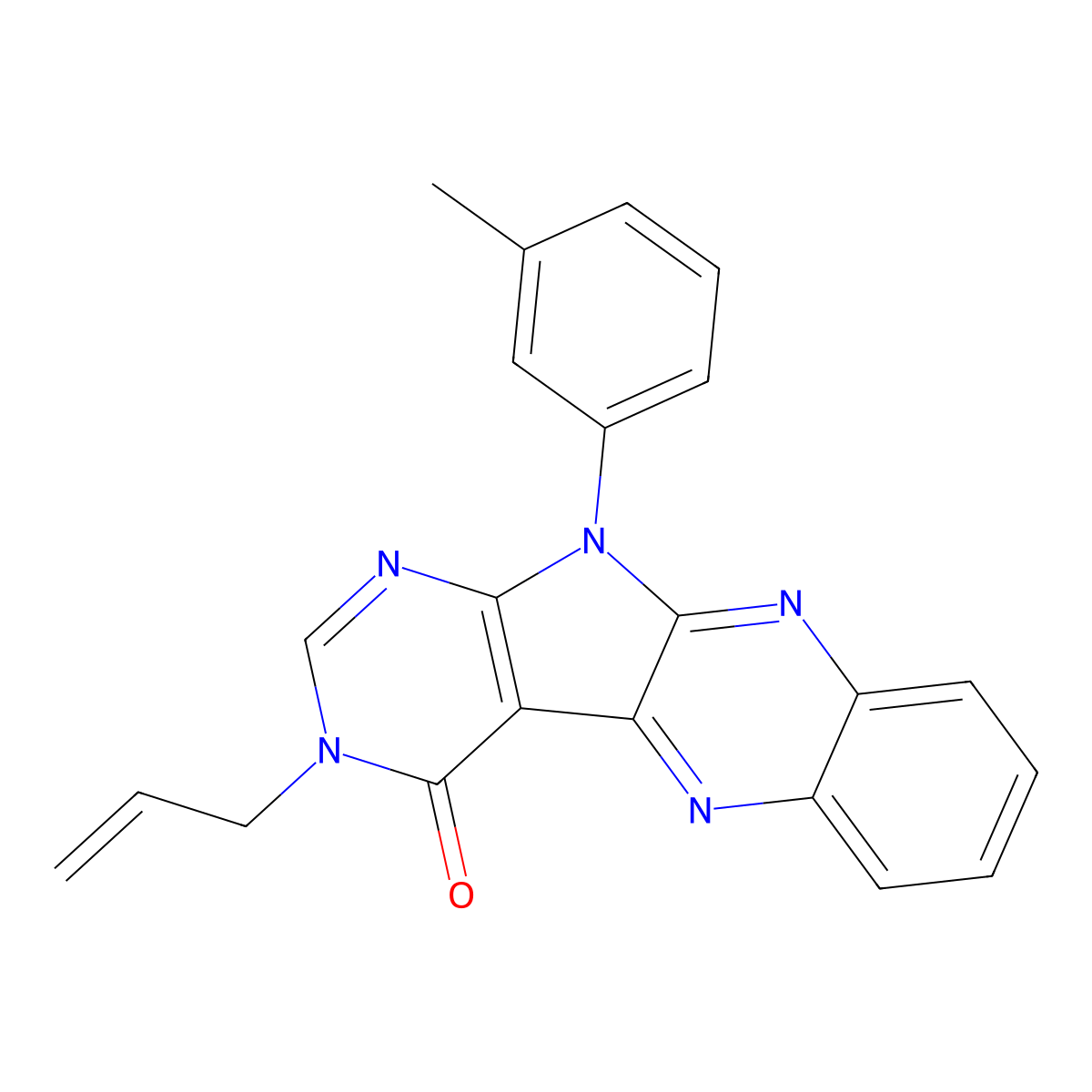3-allyl-11-(m-tolyl)-3H-pyrimido[5',4':4,5]pyrrolo[2,3-b]quinoxalin-4(11H)-one molecular structure, CAS 378214-45-0