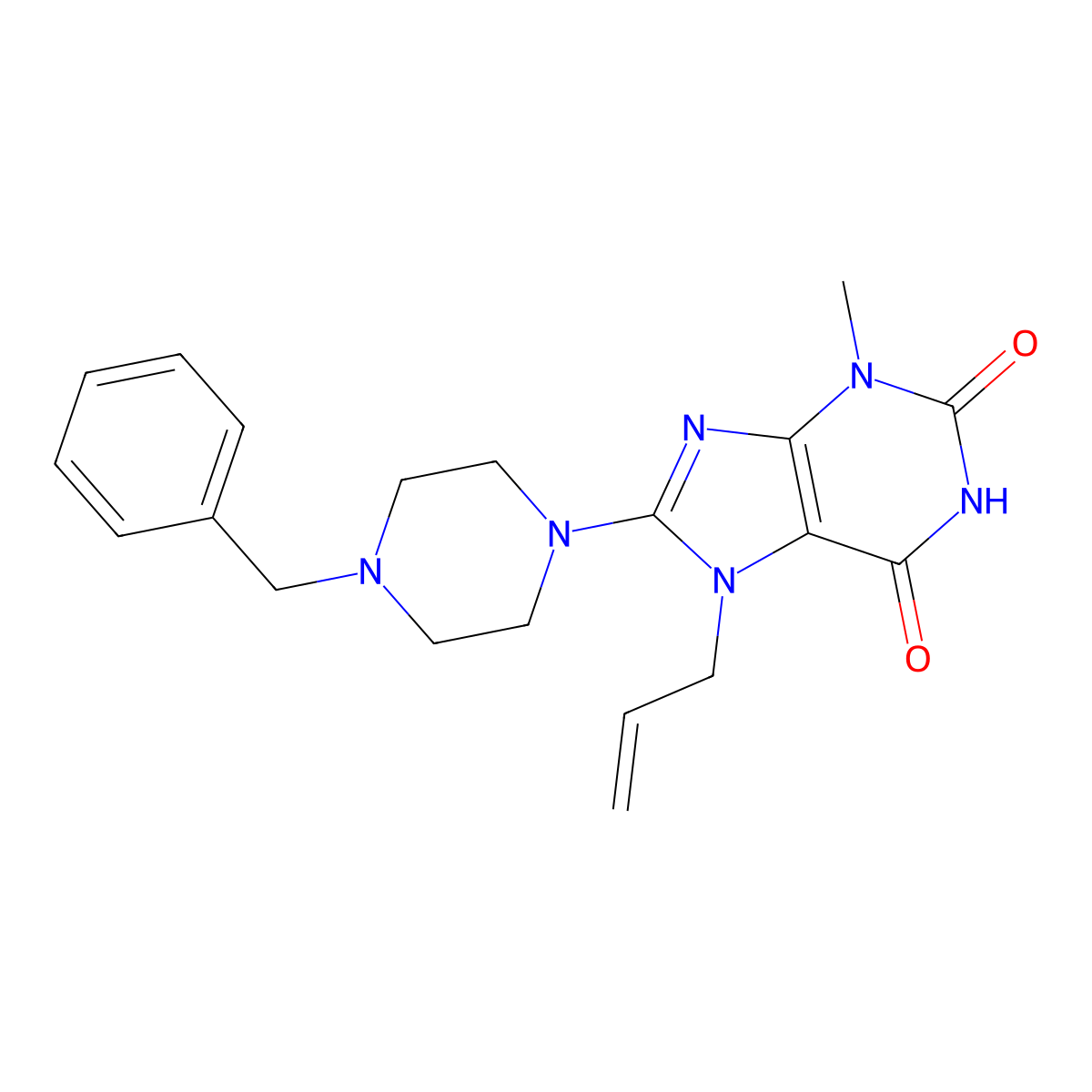 7-allyl-8-(4-benzylpiperazin-1-yl)-3-methyl-1H-purine-2,6(3H,7H)-dione molecular structure, CAS 378214-72-3