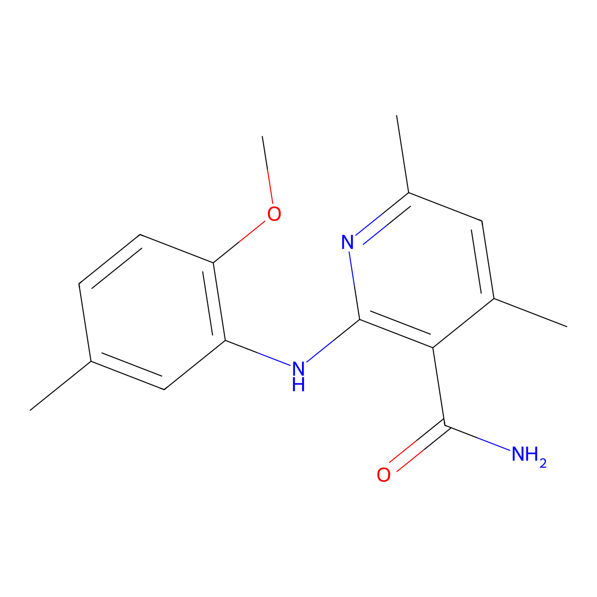 2-(2-Methoxy-5-methylanilino)-4,6-dimethylpyridine-3-carboxamide molecular structure, CAS 378214-73-4