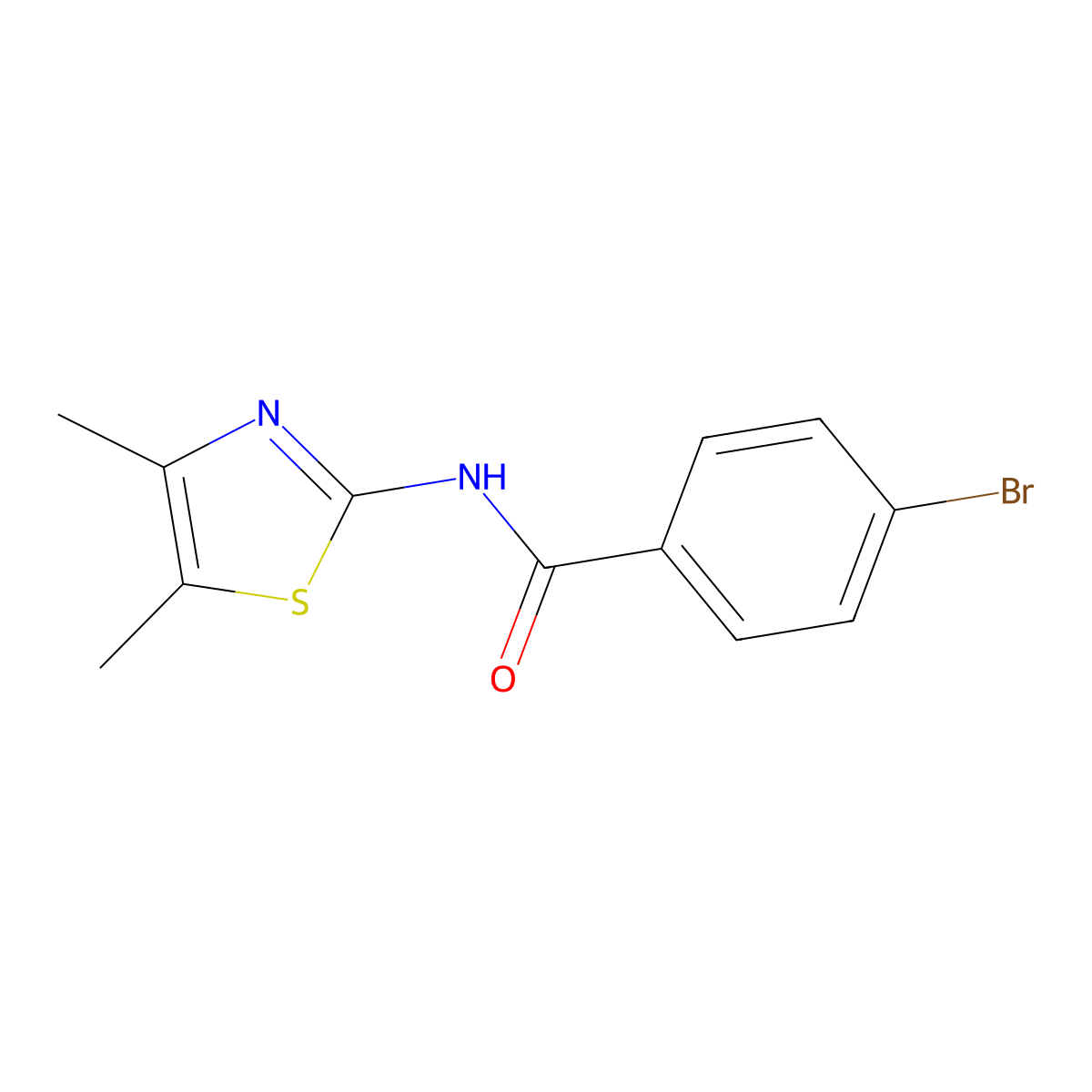 4-bromo-N-(4,5-dimethyl-1,3-thiazol-2-yl)benzamide molecular structure, CAS 378215-12-4