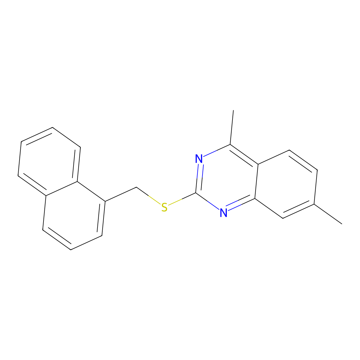 4,7-Dimethyl-2-(naphthalen-1-ylmethylsulfanyl)quinazoline molecular structure, CAS 378215-17-9