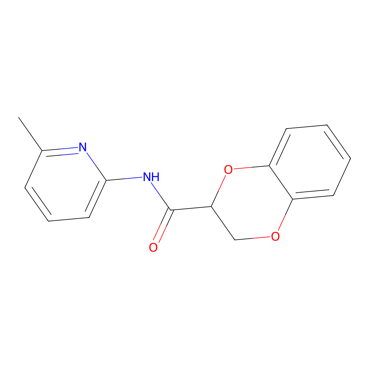 N-(6-methylpyridin-2-yl)-2,3-dihydro-1,4-benzodioxine-2-carboxamide molecular structure, CAS 378215-62-4