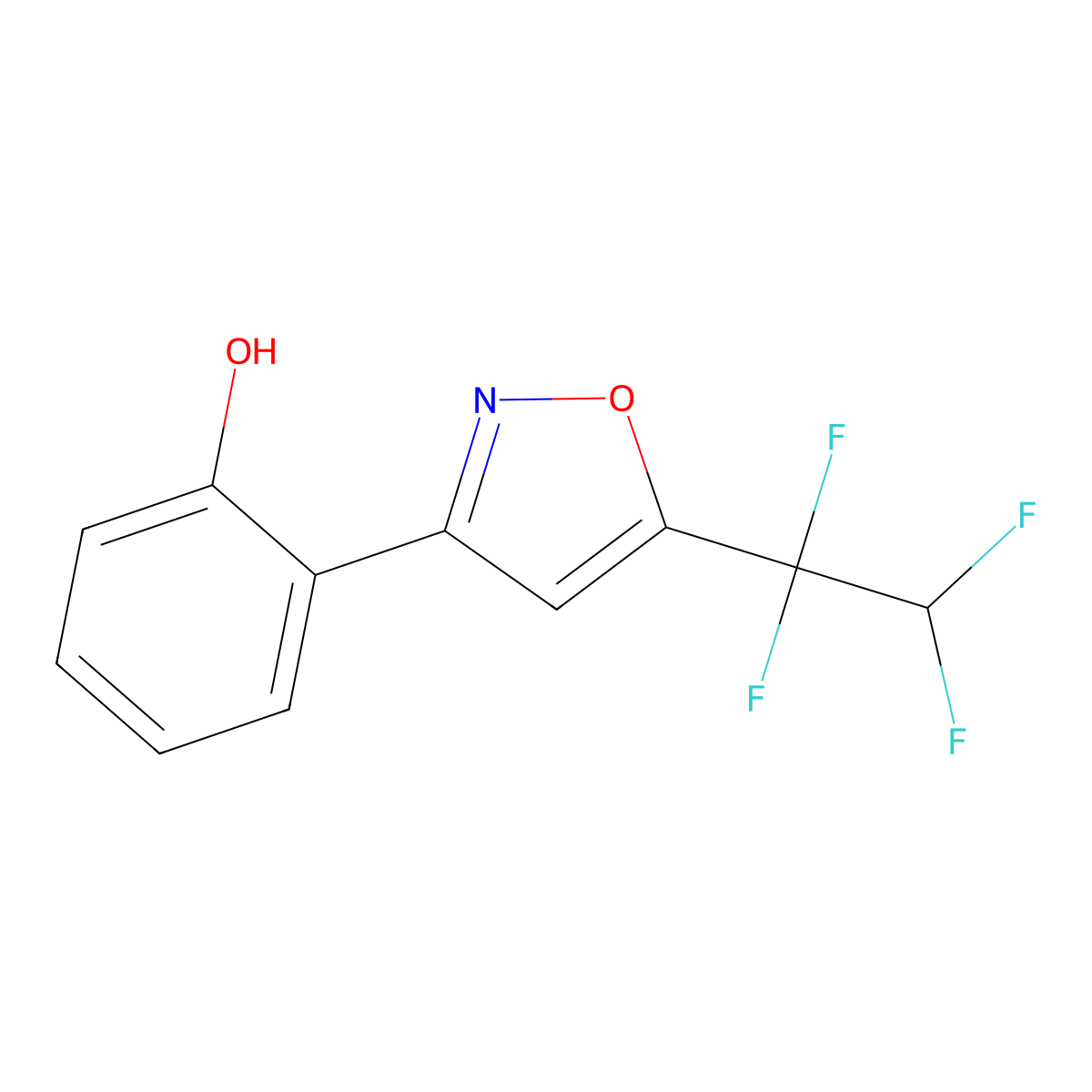 2-[5-(1,1,2,2-Tetrafluoroethyl)isoxazol-3-yl]phenol molecular structure, CAS 378215-82-8