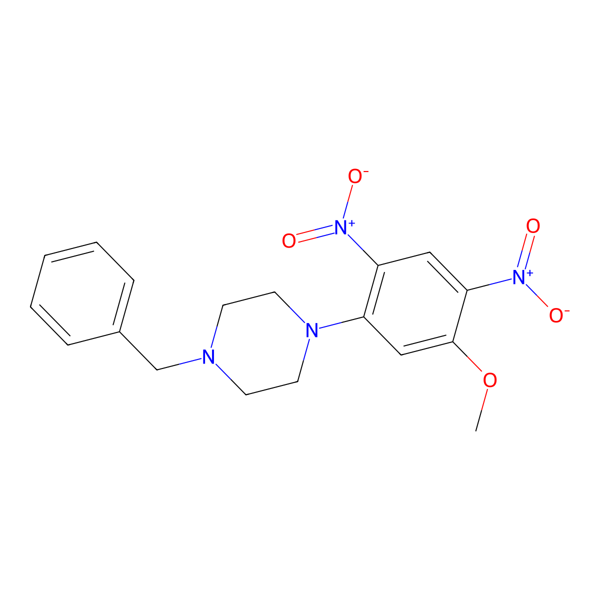 1-Benzyl-4-(5-methoxy-2,4-dinitrophenyl)piperazine molecular structure, CAS 378215-87-3
