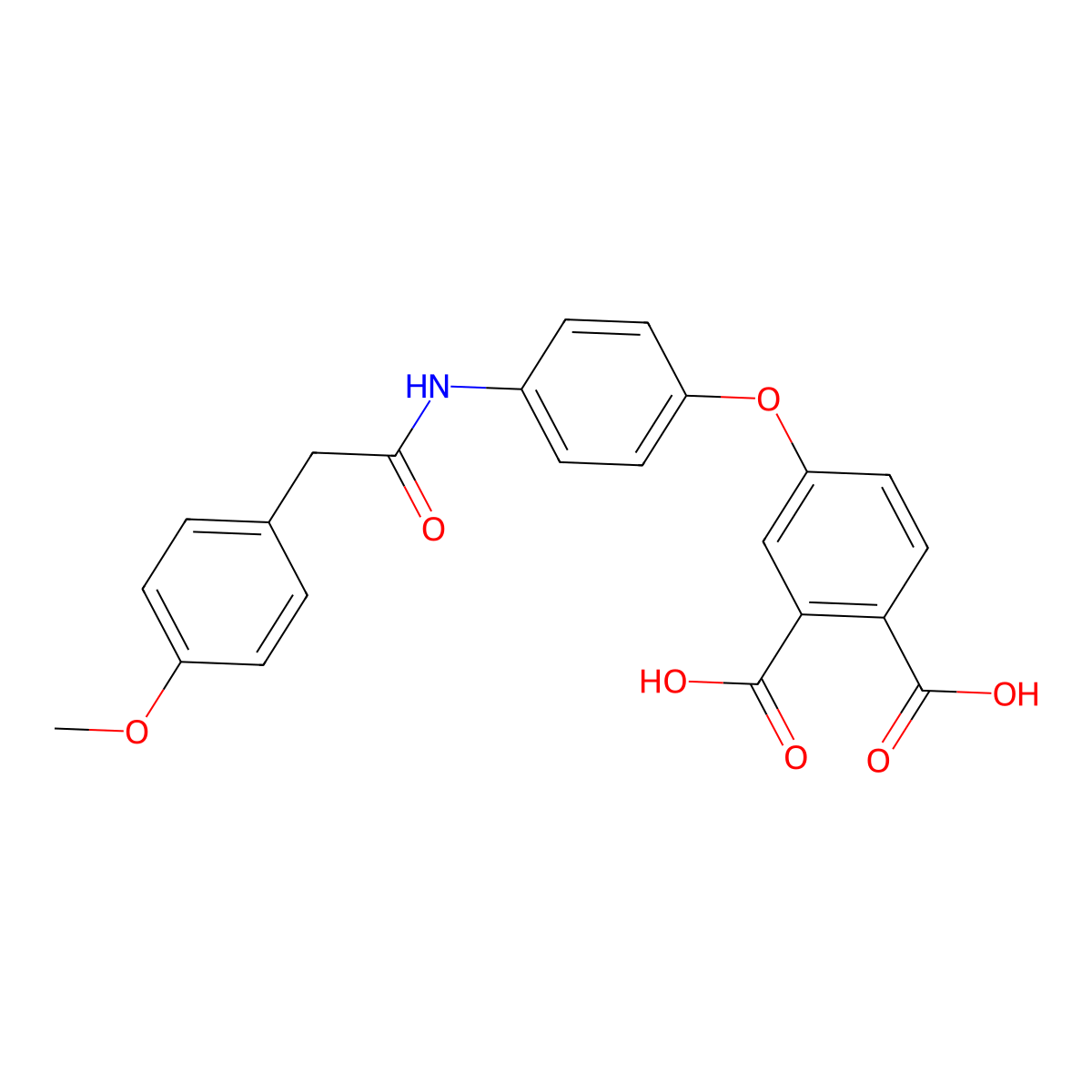 4-(4-(2-(4-Methoxyphenyl)acetamido)phenoxy)phthalic acid molecular structure, CAS 378216-04-7