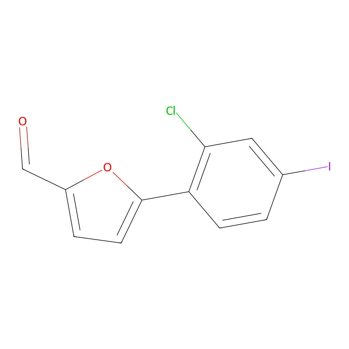 5-(2-Chloro-4-iodophenyl)furan-2-carbaldehyde molecular structure, CAS 378216-09-2