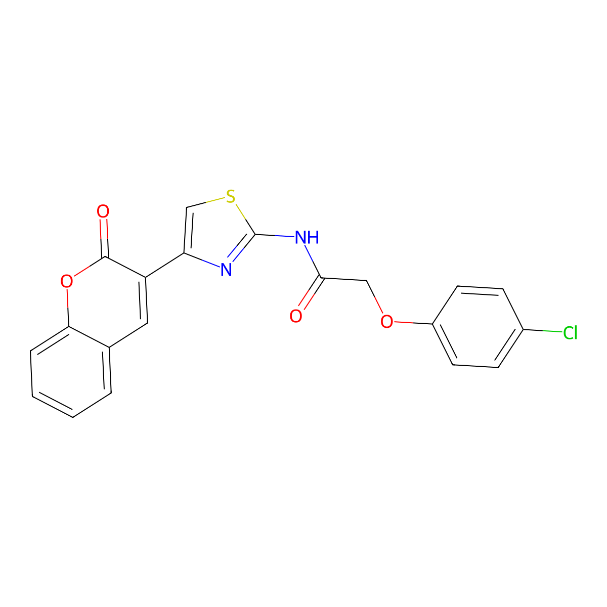 2-(4-chlorophenoxy)-N-[4-(2-oxo-2H-chromen-3-yl)-1,3-thiazol-2-yl]acetamide molecular structure, CAS 378216-10-5