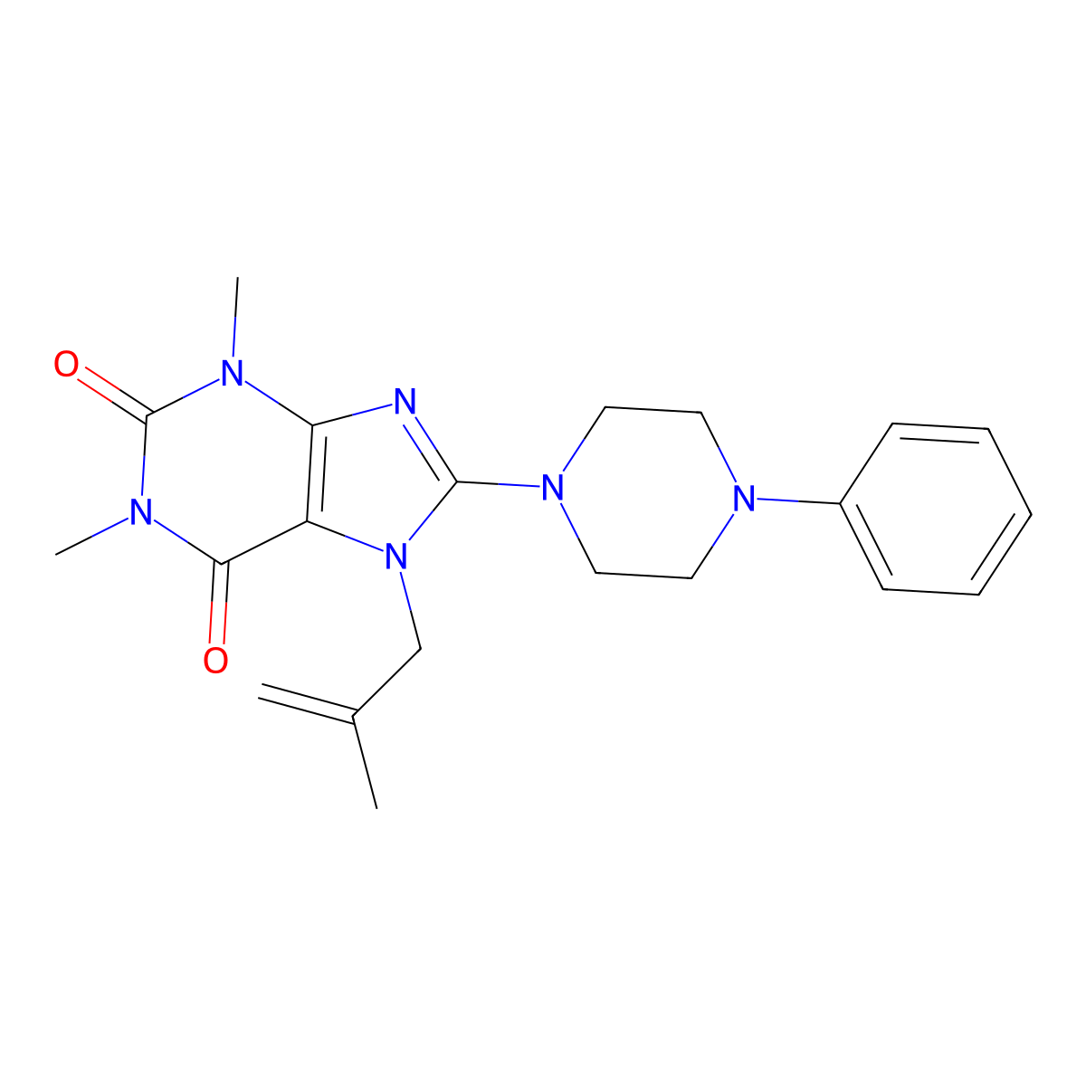 1,3-dimethyl-7-(2-methylallyl)-8-(4-phenylpiperazin-1-yl)-1H-purine-2,6(3H,7H)-dione molecular structure, CAS 378216-11-6