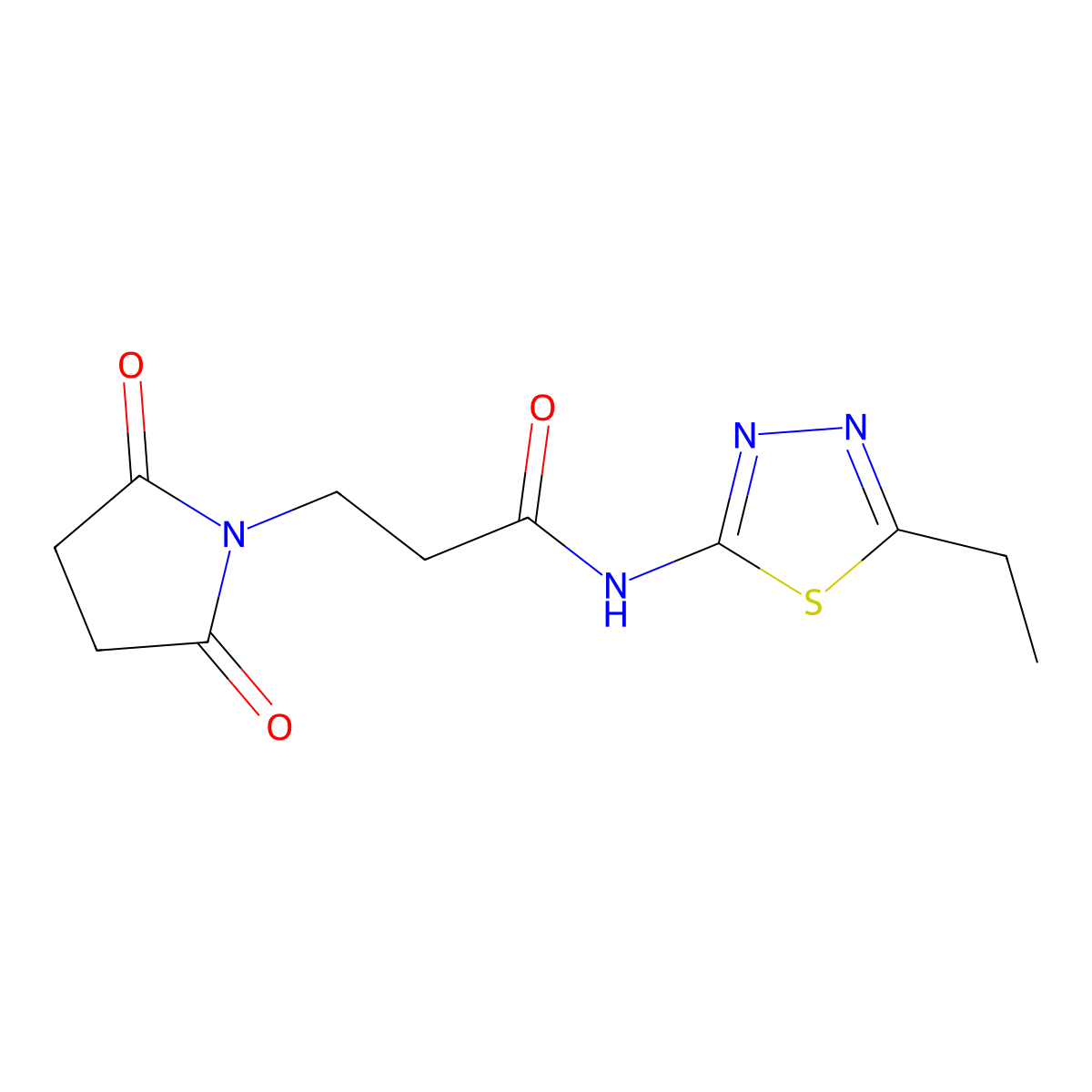 3-(2,5-dioxopyrrolidin-1-yl)-N-(5-ethyl-1,3,4-thiadiazol-2-yl)propanamide molecular structure, CAS 378216-30-9