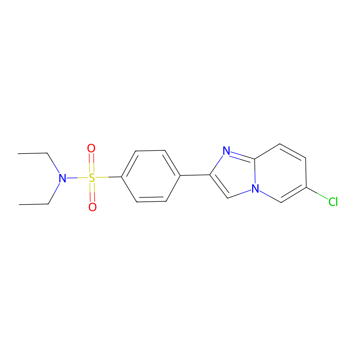 4-(6-chloroimidazo[1,2-a]pyridin-2-yl)-N,N-diethylbenzenesulfonamide molecular structure, CAS 378216-37-6