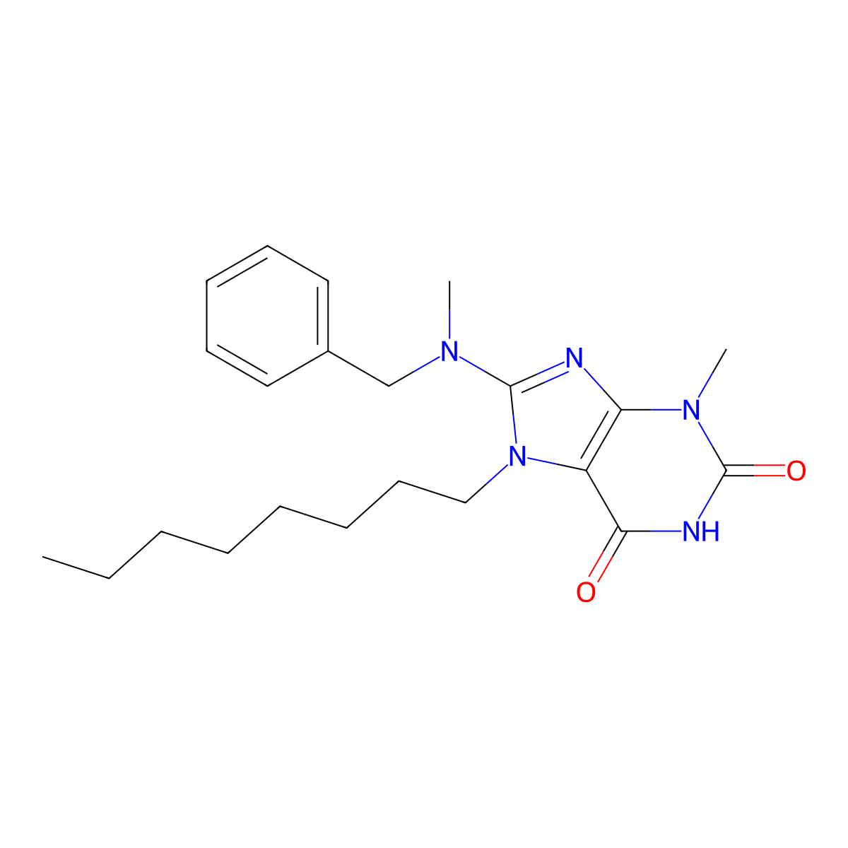 8-[Benzyl(methyl)amino]-3-methyl-7-octylpurine-2,6-dione molecular structure, CAS 378217-40-4
