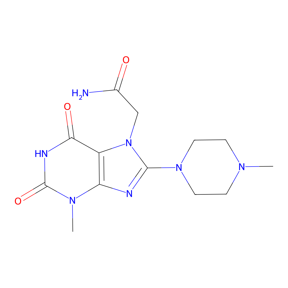 2-[3-Methyl-8-(4-methylpiperazin-1-yl)-2,6-dioxopurin-7-yl]acetamide molecular structure, CAS 378217-46-0
