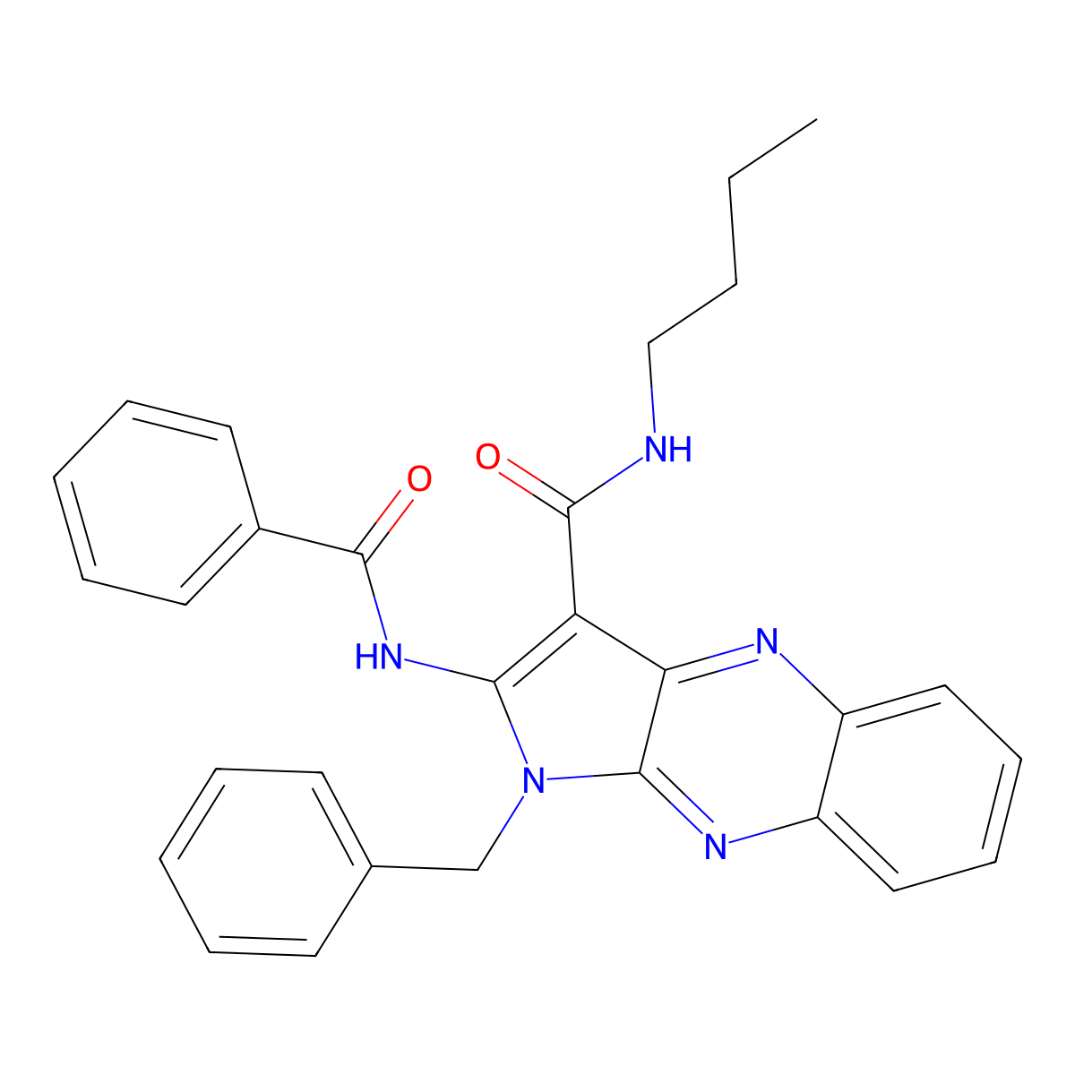 2-benzamido-1-benzyl-N-butyl-1H-pyrrolo[2,3-b]quinoxaline-3-carboxamide molecular structure, CAS 378217-67-5