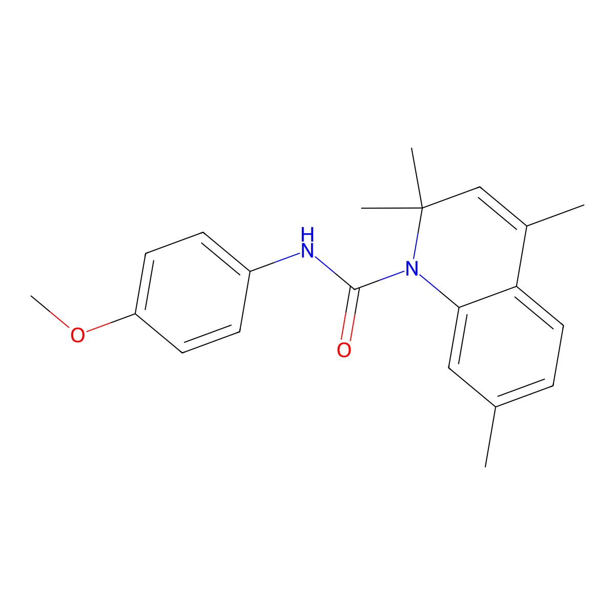 N-(4-methoxyphenyl)-2,2,4,7-tetramethyl-1(2H)-quinolinecarboxamide molecular structure, CAS 378217-70-0