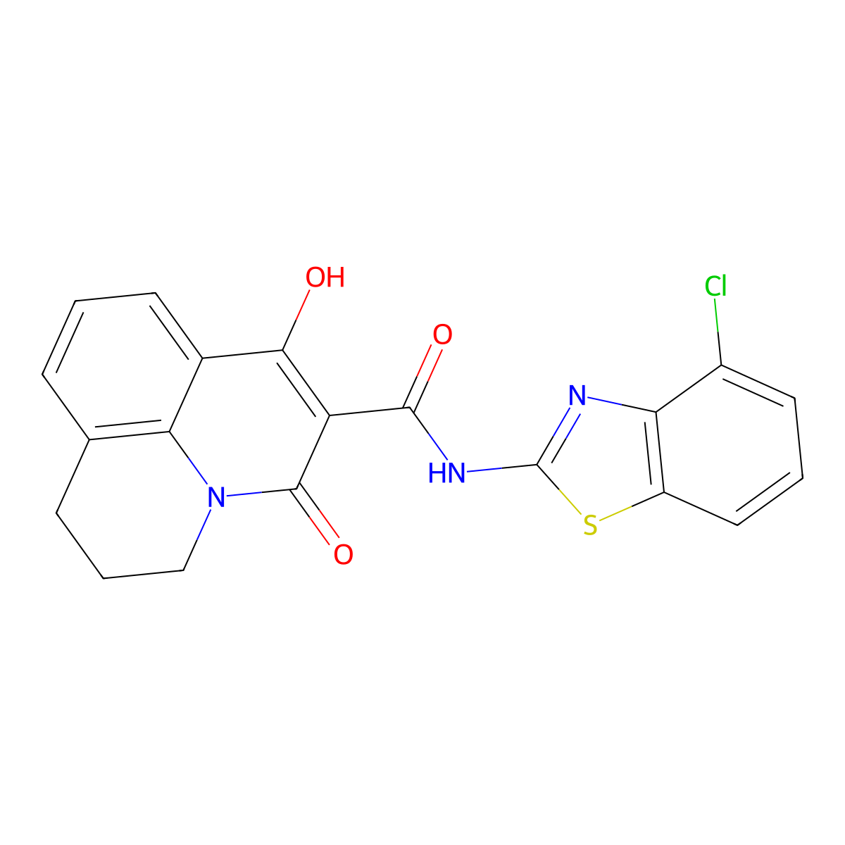 N-(4-Chloro-2-benzothiazolyl)-2,3-dihydro-7-hydroxy-5-oxo-1H,5H-benzo[ij]quinolizine-6-carboxamide molecular structure, CAS 378218-10-1