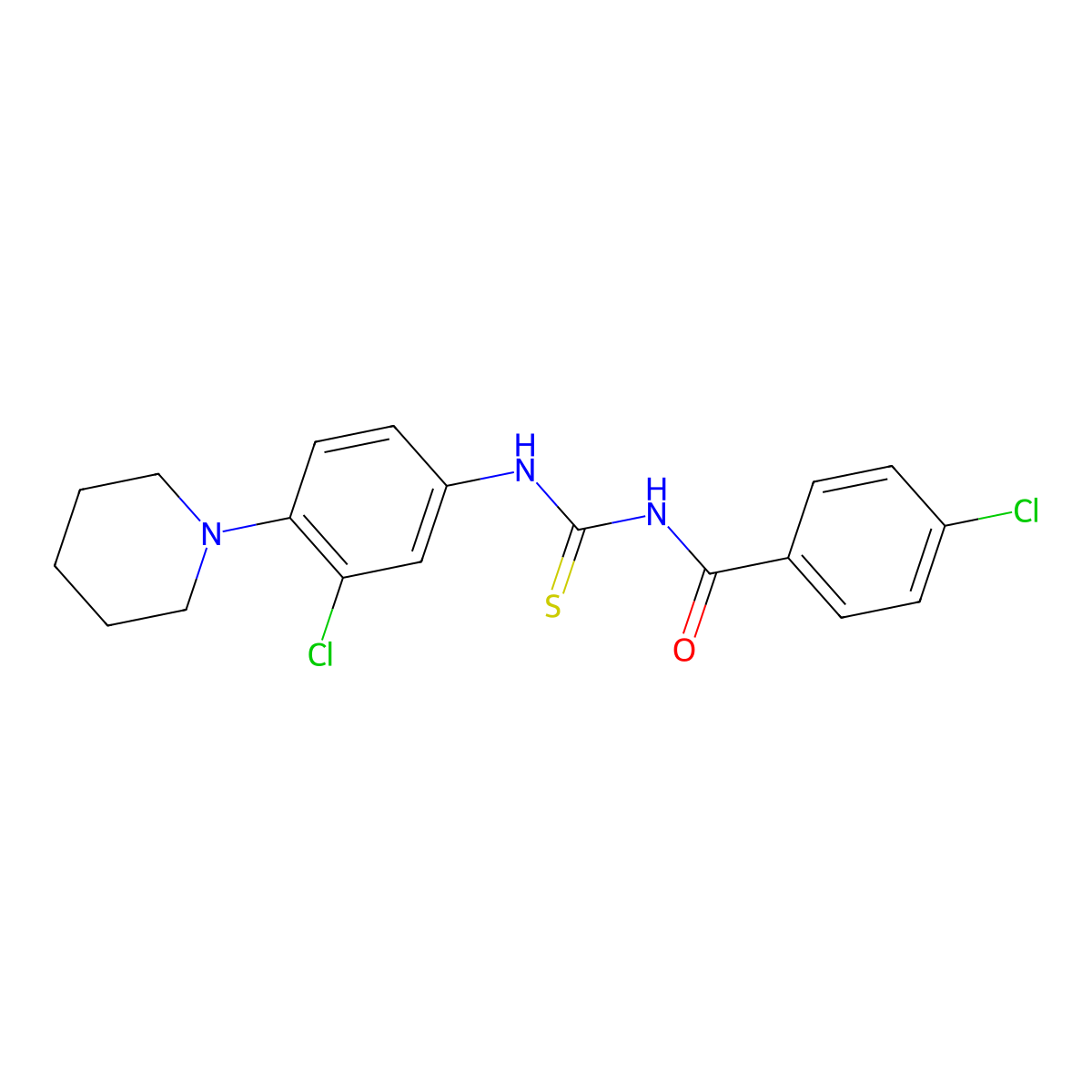 4-chloro-N-[(3-chloro-4-piperidin-1-ylphenyl)carbamothioyl]benzamide molecular structure, CAS 378218-22-5