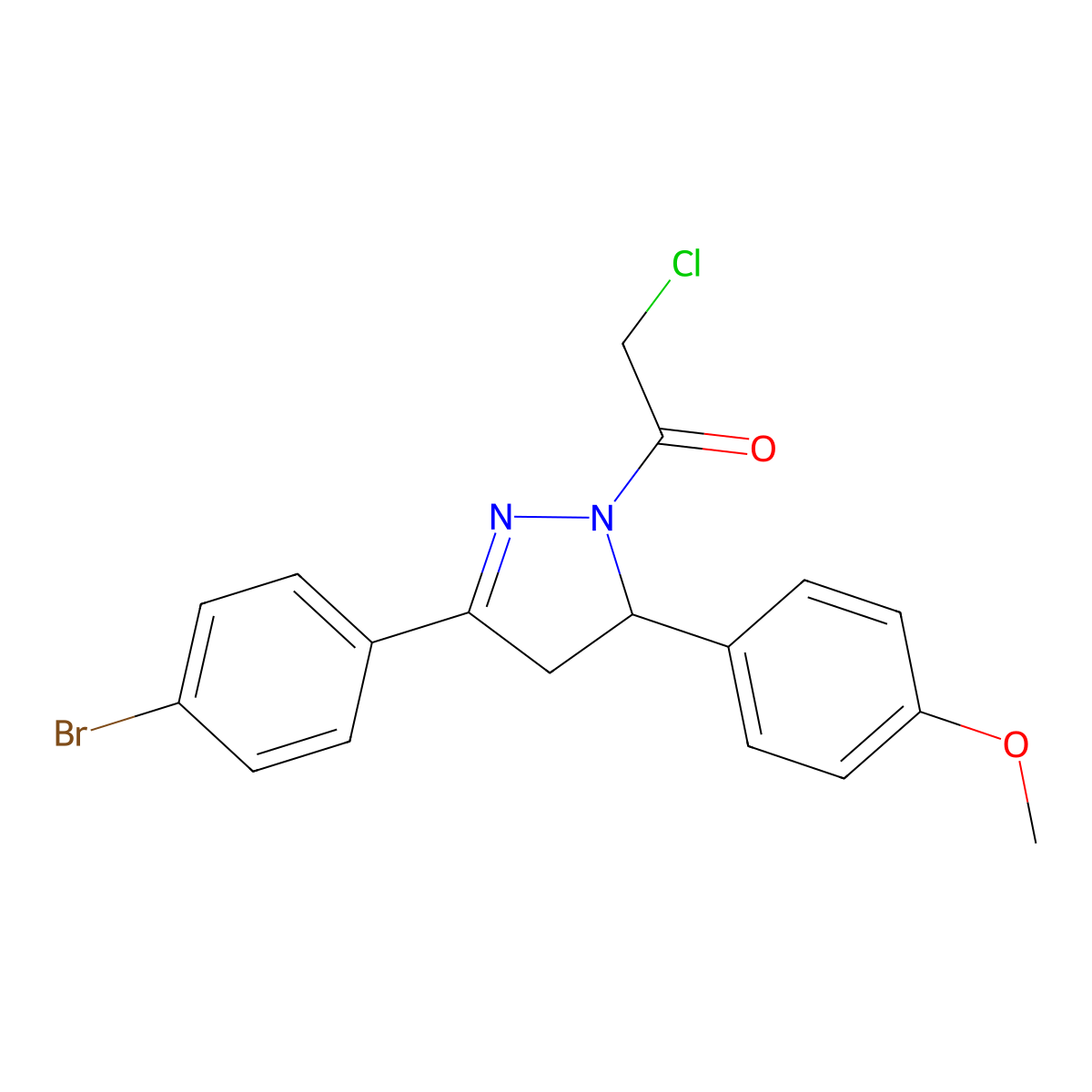 1-[5-(4-Bromophenyl)-3-(4-methoxyphenyl)-3,4-dihydropyrazol-2-yl]-2-chloroethanone molecular structure, CAS 378218-62-3