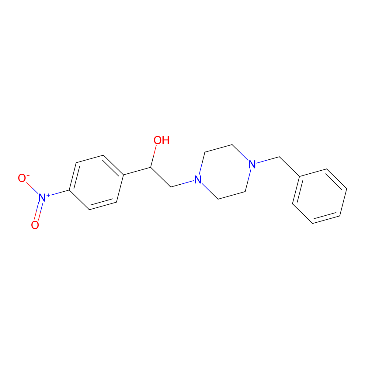 2-(4-Benzylpiperazin-1-yl)-1-(4-nitrophenyl)ethanol molecular structure, CAS 378218-90-7