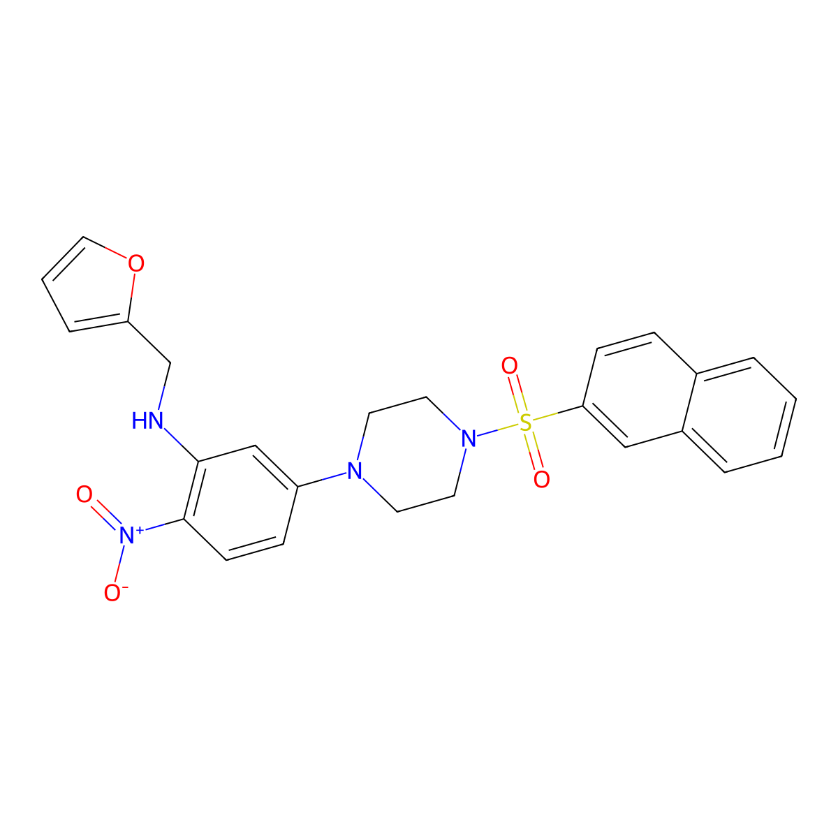 (2-Furylmethyl){5-[4-(2-naphthylsulfonyl)-1-piperazinyl]-2-nitrophenyl}amine molecular structure, CAS 378218-93-0