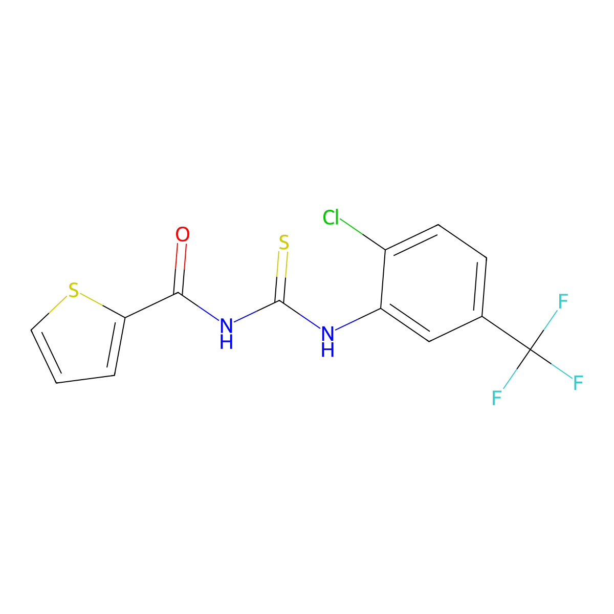 N-[[2-chloro-5-(trifluoromethyl)phenyl]carbamothioyl]thiophene-2-carboxamide molecular structure, CAS 378219-03-5