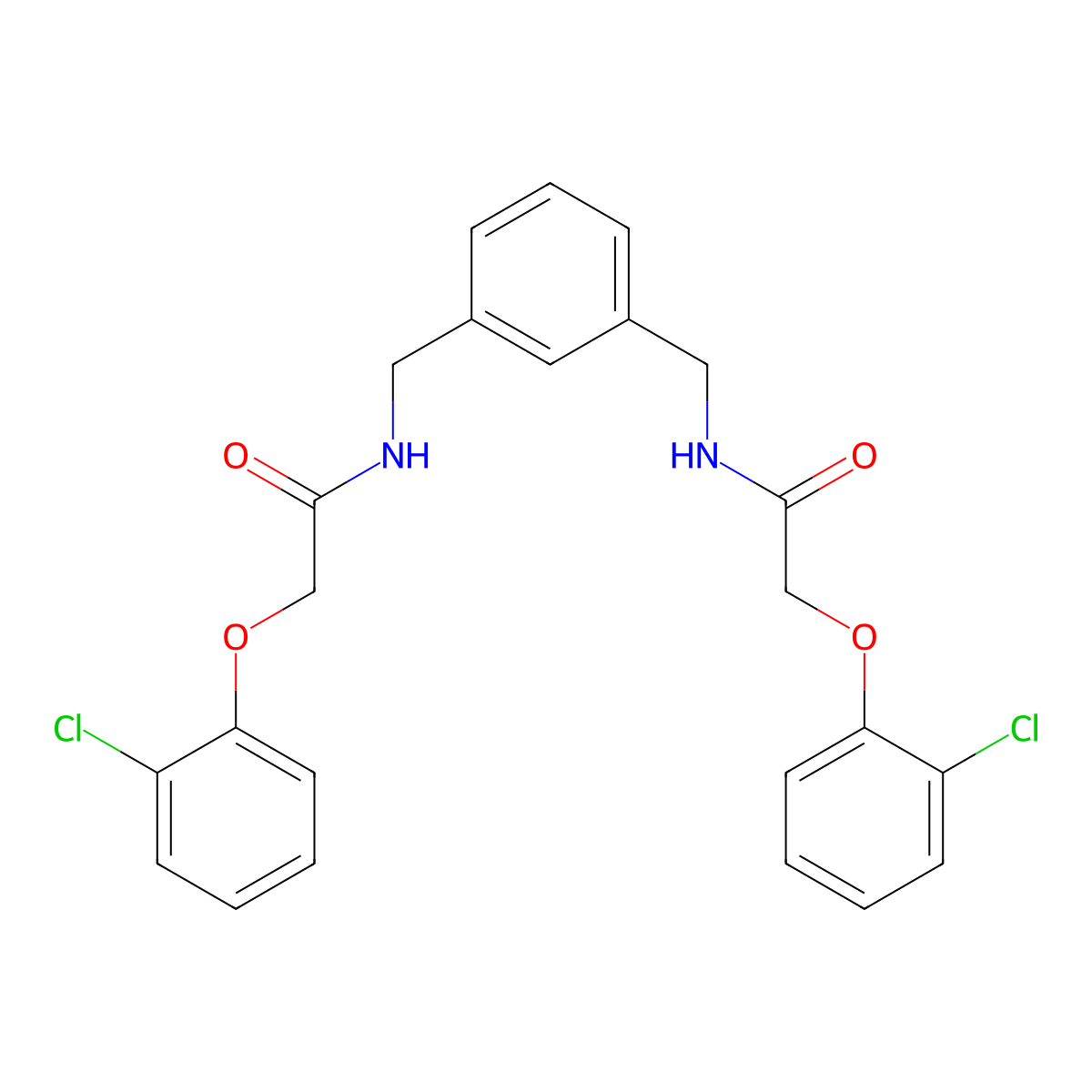 2-(2-chlorophenoxy)-N-[[3-[[[2-(2-chlorophenoxy)acetyl]amino]methyl]phenyl]methyl]acetamide molecular structure, CAS 378219-54-6