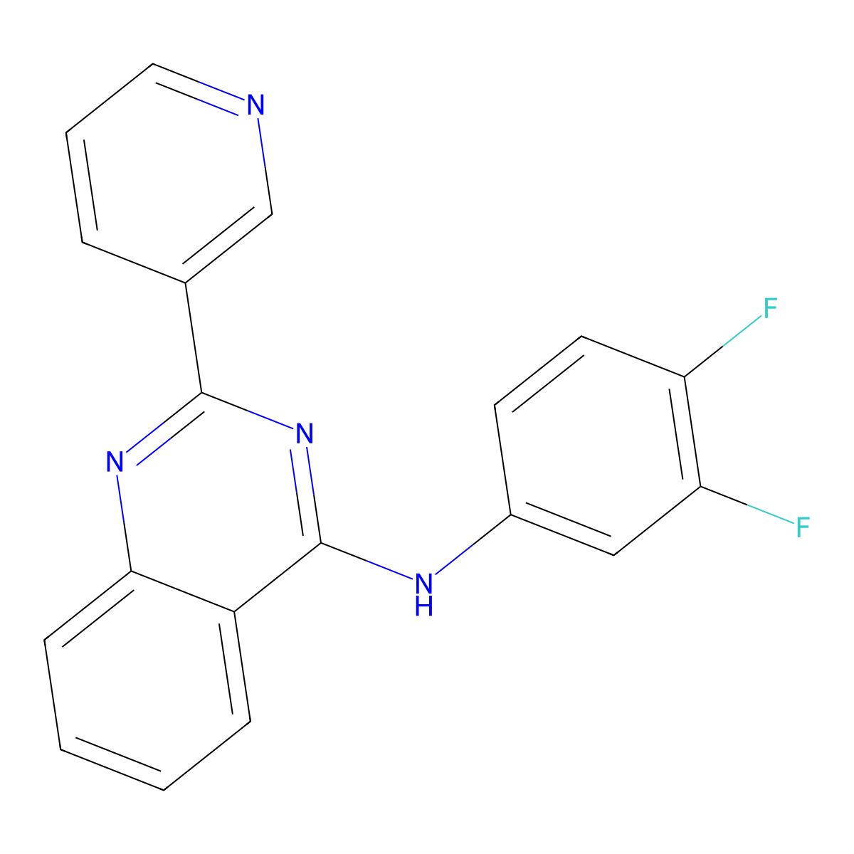 N-(3,4-difluorophenyl)-2-(pyridin-3-yl)quinazolin-4-amine molecular structure, CAS 378219-91-1