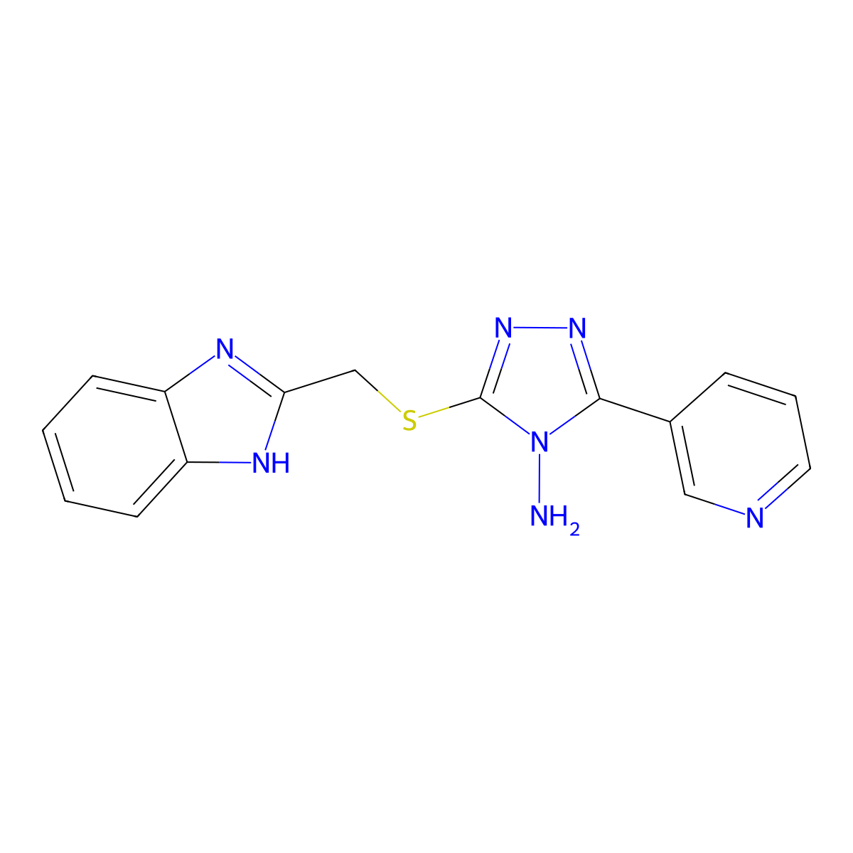 3-(1H-benzimidazol-2-ylmethylsulfanyl)-5-pyridin-3-yl-1,2,4-triazol-4-amine molecular structure, CAS 378220-28-1