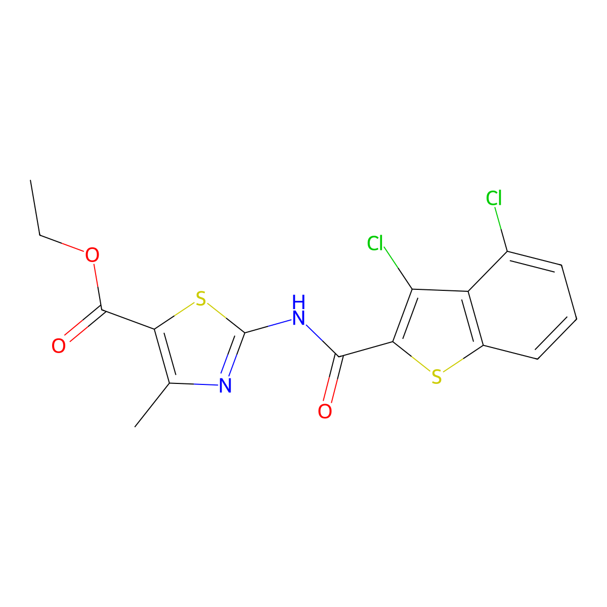 Ethyl 2-[(3,4-dichloro-1-benzothiophene-2-carbonyl)amino]-4-methyl-1,3-thiazole-5-carboxylate molecular structure, CAS 378220-30-5