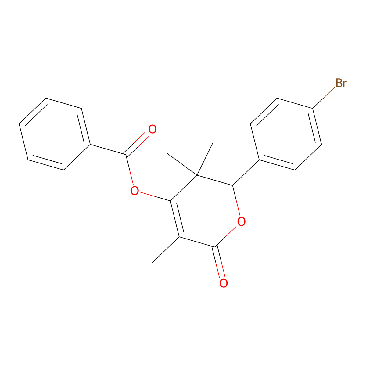 2-(4-bromophenyl)-3,3,5-trimethyl-6-oxo-3,6-dihydro-2H-pyran-4-yl benzoate molecular structure, CAS 378220-41-8