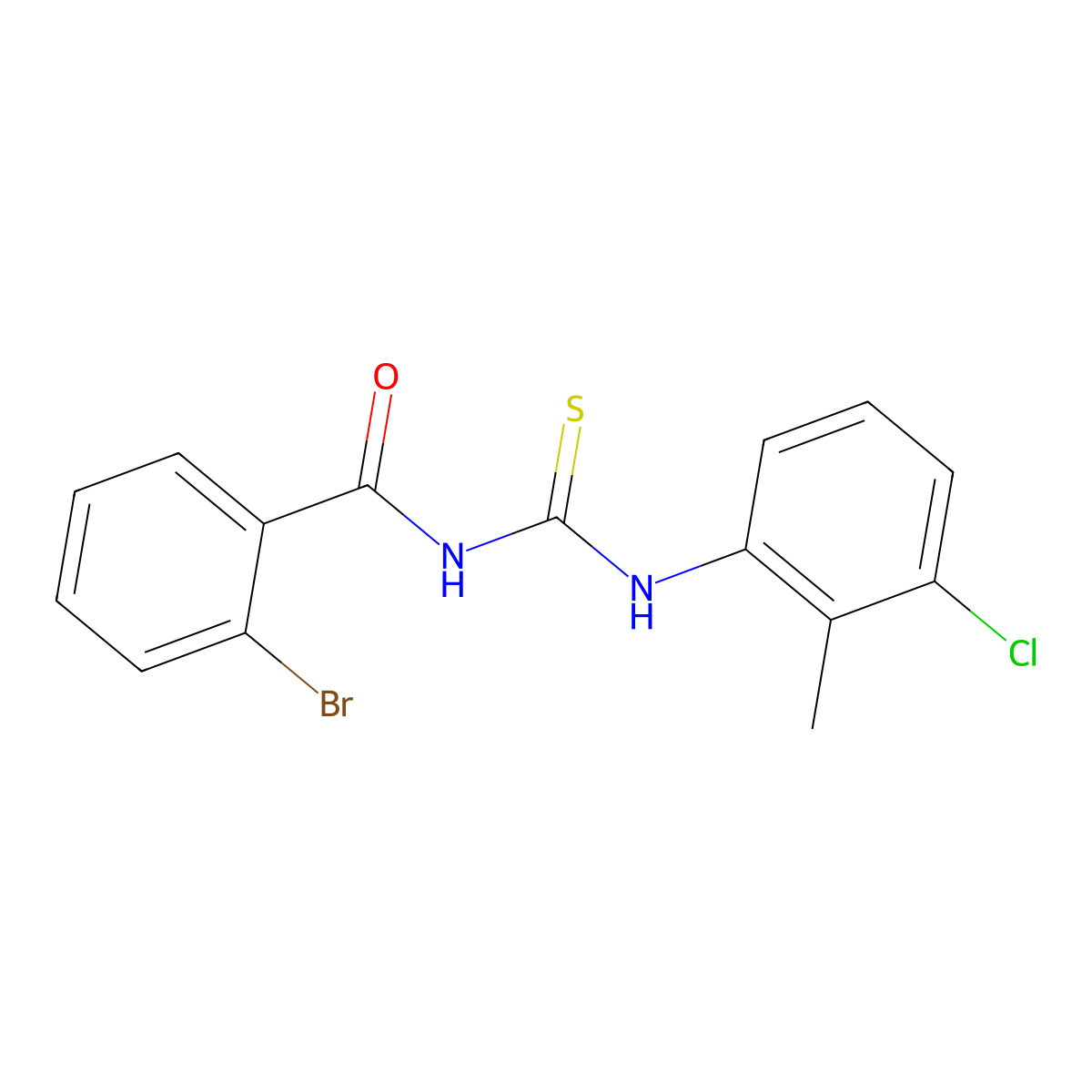 2-bromo-N-[(3-chloro-2-methylphenyl)carbamothioyl]benzamide molecular structure, CAS 378220-51-0