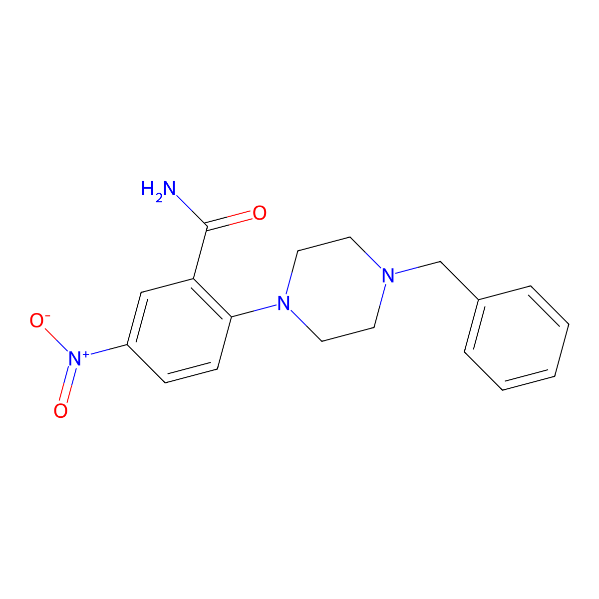2-(4-Benzylpiperazin-1-yl)-5-nitrobenzamide molecular structure, CAS 378220-71-4