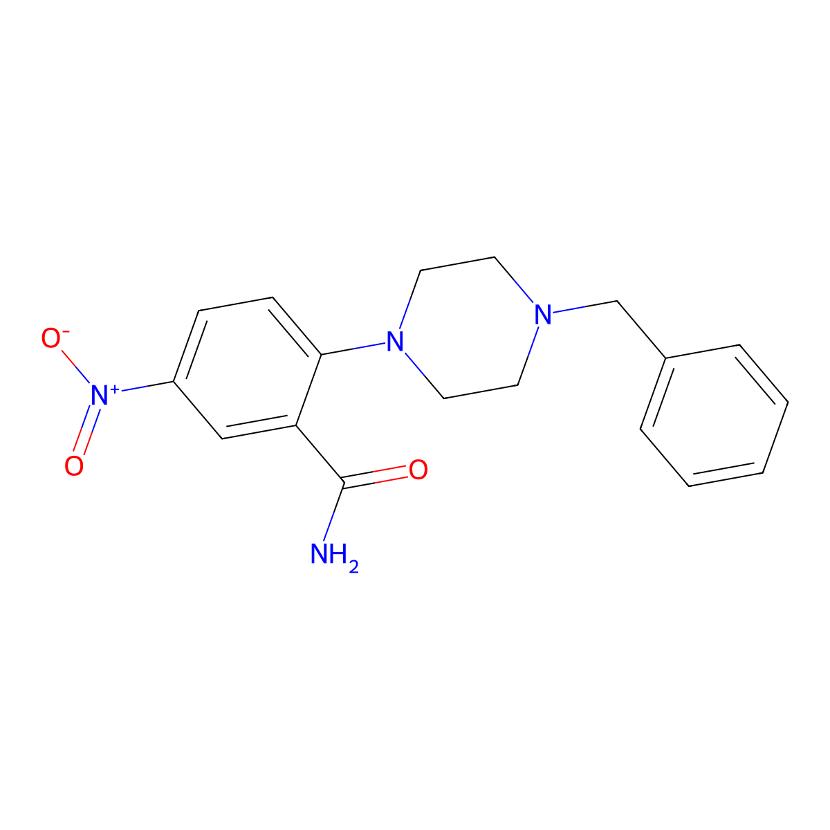 2-(4-Benzylpiperazin-1-yl)-5-nitrobenzamide molecular structure, CAS 378220-71-4