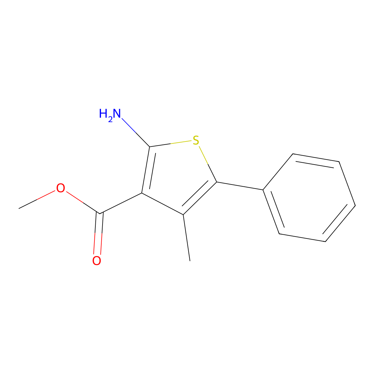Methyl 2-amino-4-methyl-5-phenylthiophene-3-carboxylate molecular structure, CAS 378220-97-4