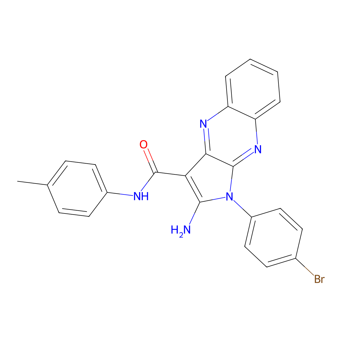 2-amino-1-(4-bromophenyl)-N-(4-methylphenyl)-1H-pyrrolo[2,3-b]quinoxaline-3-carboxamide molecular structure, CAS 378221-41-1