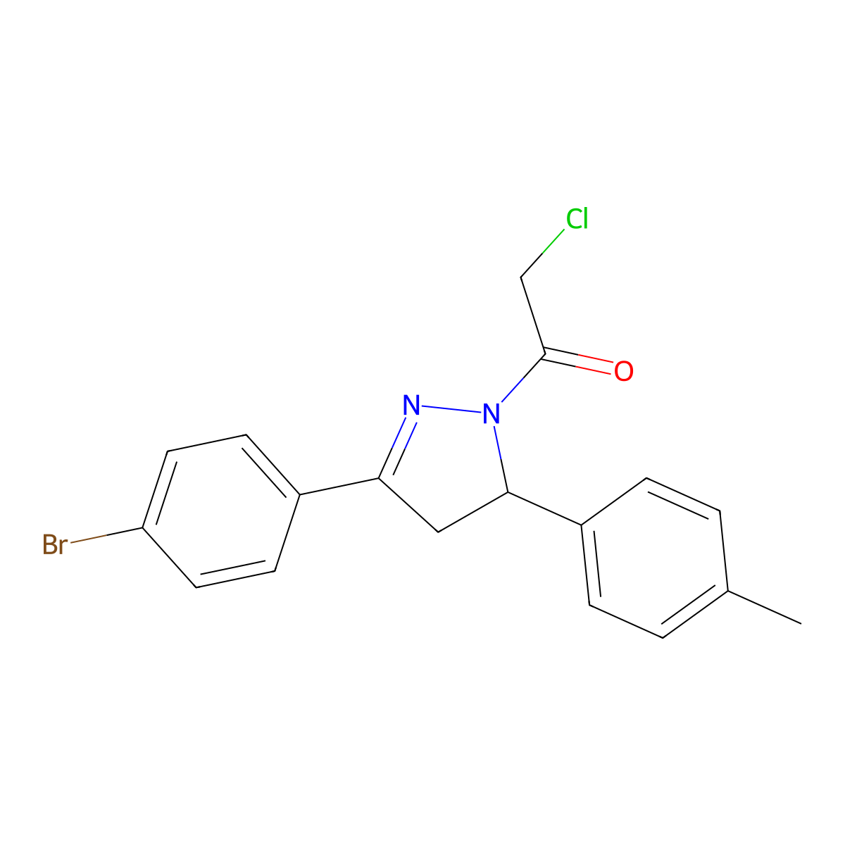 1-[3-(4-bromophenyl)-5-(4-methylphenyl)-4,5-dihydro-1H-pyrazol-1-yl]-2-chloroethanone molecular structure, CAS 378222-17-4