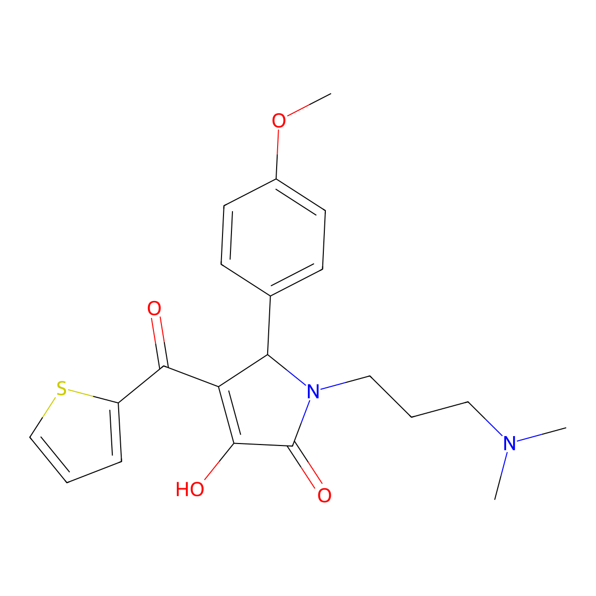 1-[3-(Dimethylamino)propyl]-3-hydroxy-5-(4-methoxyphenyl)-4-(2-thienylcarbonyl)-1,5-dihydro-2H-pyrrol-2-one molecular structure, CAS 378222-42-5