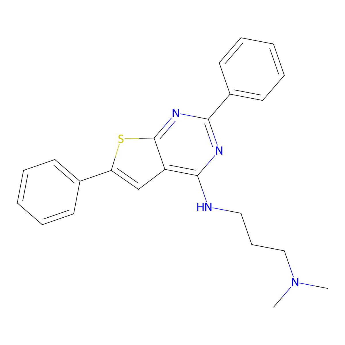 N'-(2,6-diphenylthieno[2,3-d]pyrimidin-4-yl)-N,N-dimethylpropane-1,3-diamine molecular structure, CAS 378224-91-0
