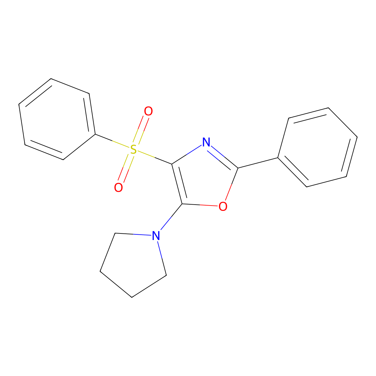 4-(Benzenesulfonyl)-2-phenyl-5-pyrrolidin-1-yl-1,3-oxazole molecular structure, CAS 378225-00-4