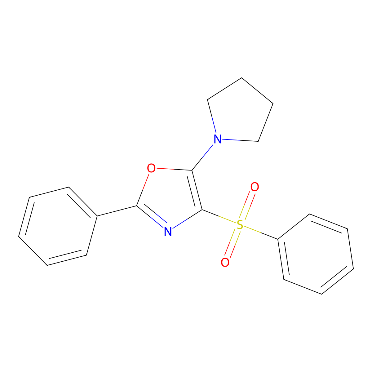4-(Benzenesulfonyl)-2-phenyl-5-pyrrolidin-1-yl-1,3-oxazole molecular structure, CAS 378225-00-4